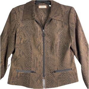Vintage Lord and Taylor The American Petite Jacket Women's 6P Zip Up Snakeskin